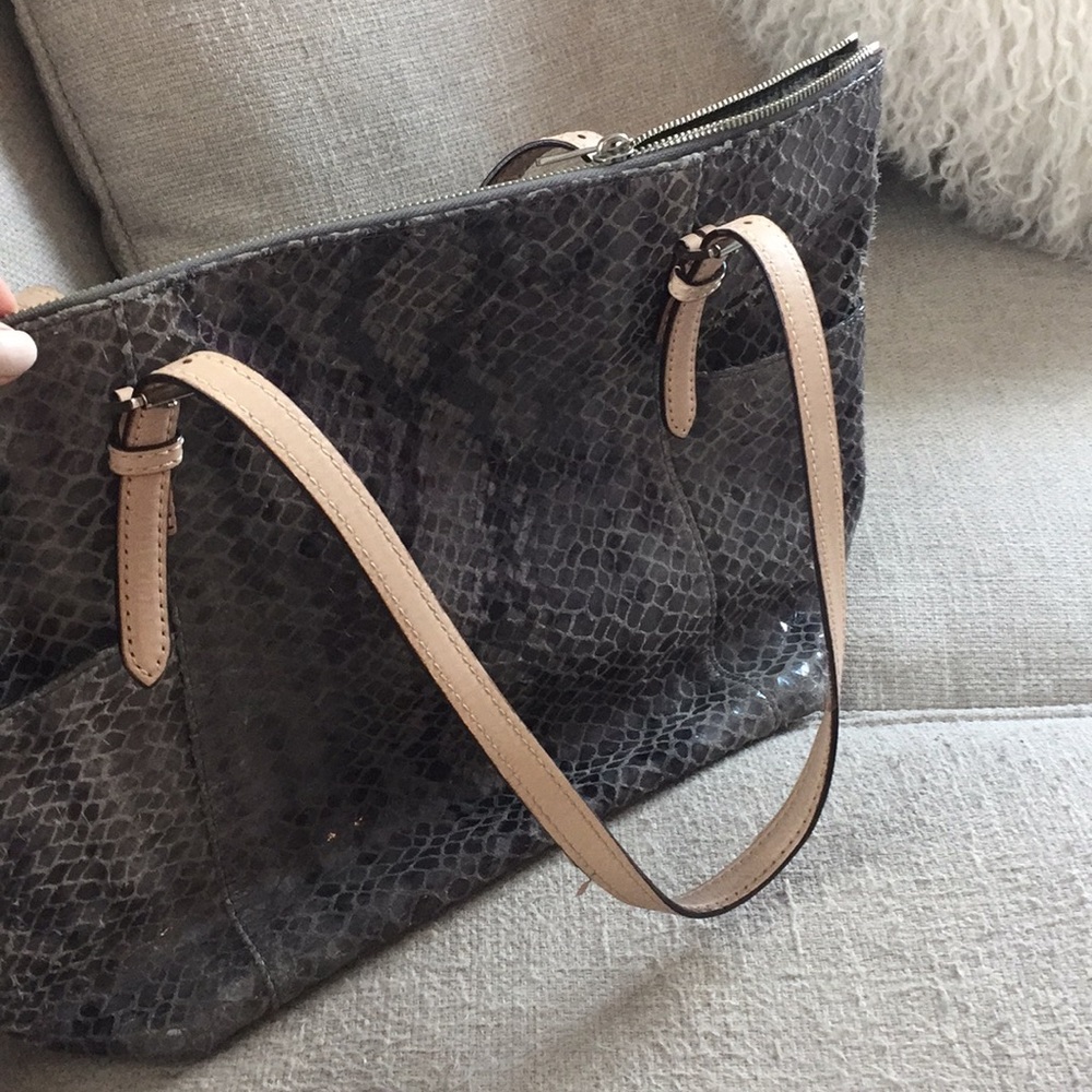 Michael Kors Snakeskin Tote- used once! Zip close